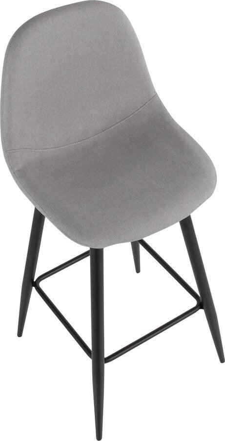 Lumisource Barstools - Pebble Barstool In Black Metal & Light Grey Fabric (Set of 2)