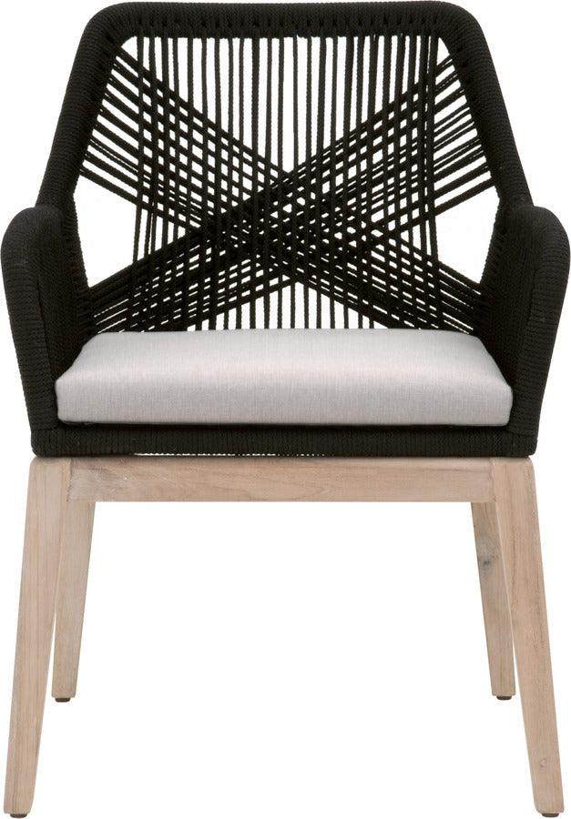 Essentials For Living Outdoor Chairs - Loom Outdoor Arm Chair Black Gray Teak (Set of 2)