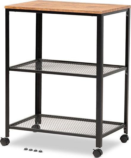 Wholesale Interiors Kitchen & Bar Carts - Verna Rustic Industrial Black Finished Metal And Oak Brown Finished Wood Kitchen Serving Cart