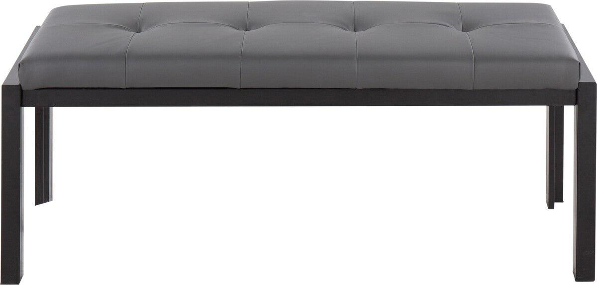 Lumisource Benches - Fuji Contemporary Bench In Black Metal & Grey Faux Leather