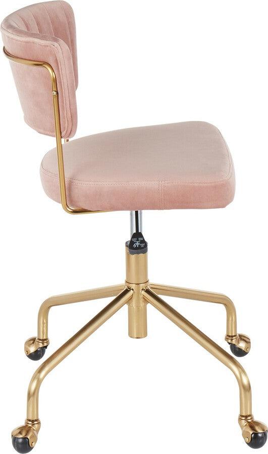 Lumisource Task Chairs - Tania Contemporary Task Chair in Gold Metal and Pink Velvet
