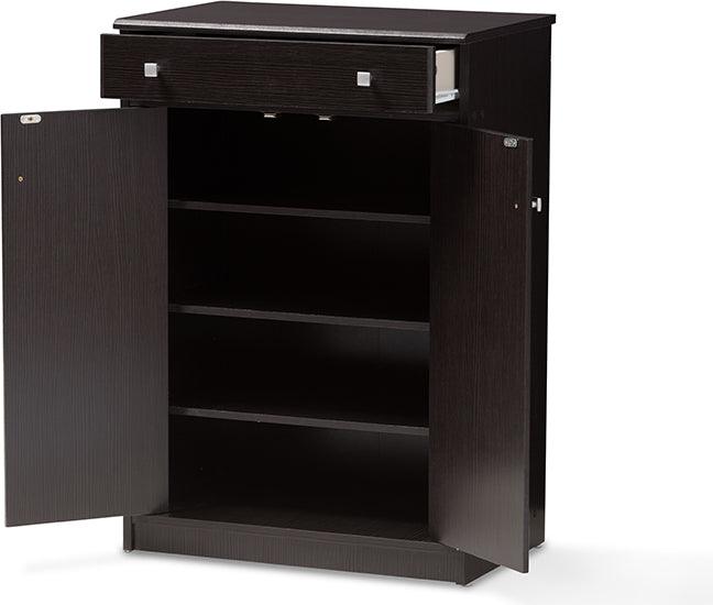 Wholesale Interiors Shoe Storage - Dariell Modern and Contemporary Wenge Brown Finished Shoe Cabinet