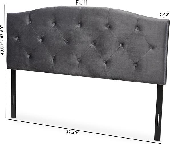 Wholesale Interiors Headboards - Leone Grey Velvet Fabric Upholstered King Size Headboard