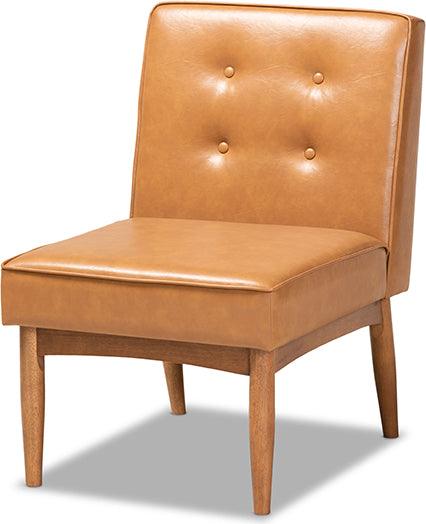 Wholesale Interiors Dining Chairs - Arvid Mid-Century Dining Chair Tan & walnut brown