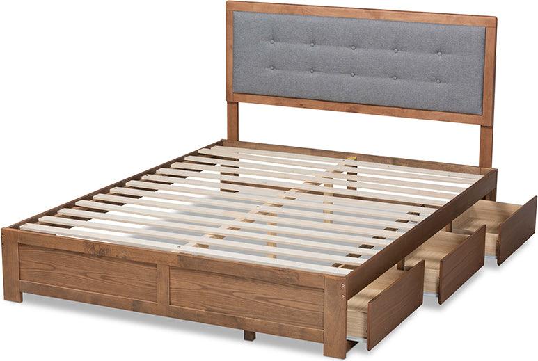 Wholesale Interiors Beds - Lene Queen Storage Bed Ash walnut & grey
