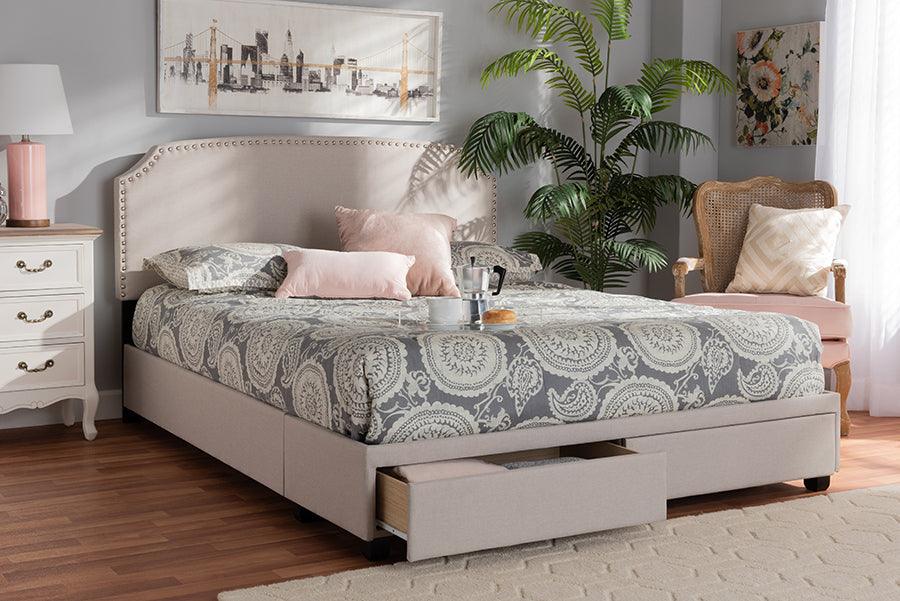 Wholesale Interiors Beds - Larese King Storage Bed Beige & Black