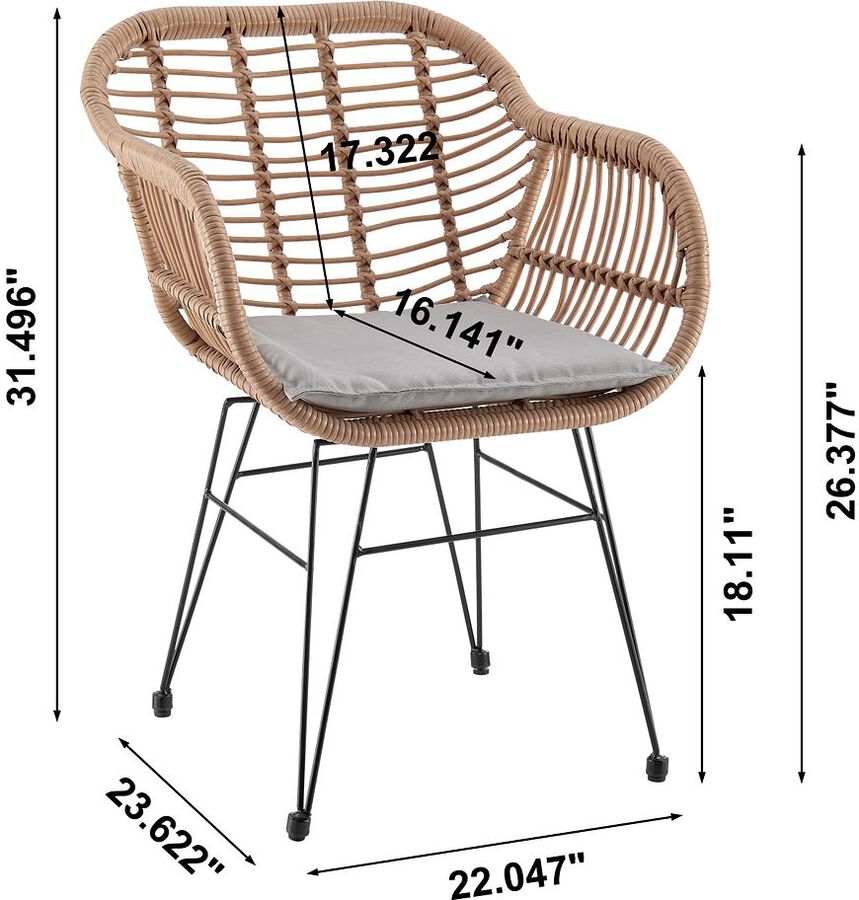 Manhattan Comfort Outdoor Conversation Sets - Antibes 1.0 Patio 2- Person Seating Group with End Table with Grey Cushions