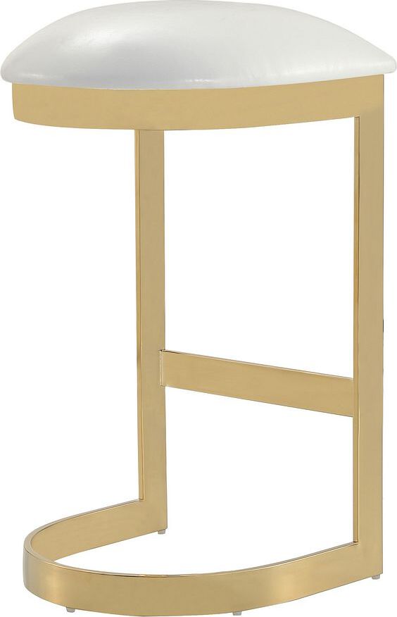 Manhattan Comfort Barstools - Aura 28.54 in. White and Polished Brass Stainless Steel Bar Stool (Set of 2)