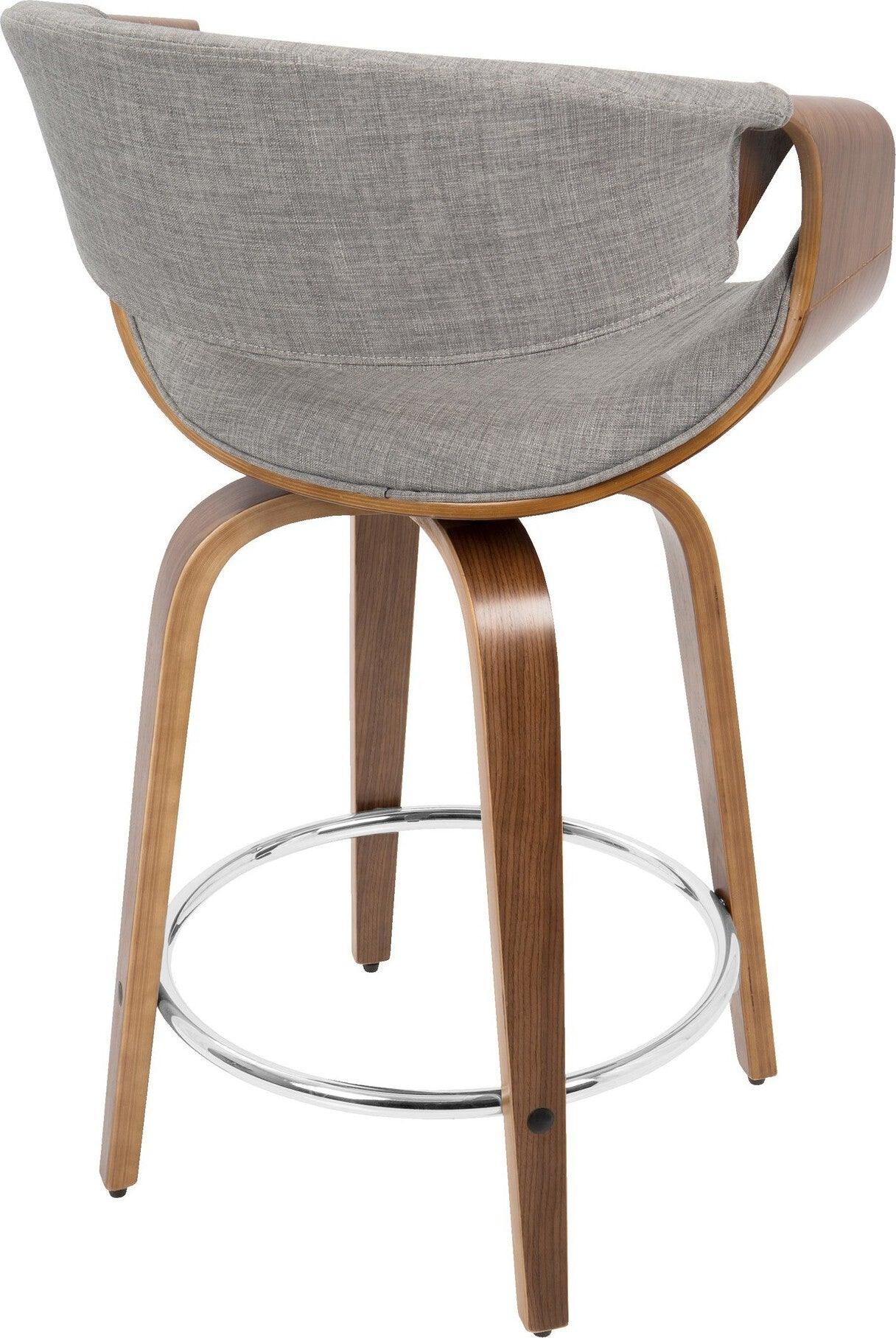 Lumisource Barstools - Curvini 24'' Counter Stool Walnut & Light Gray (Set of 2)