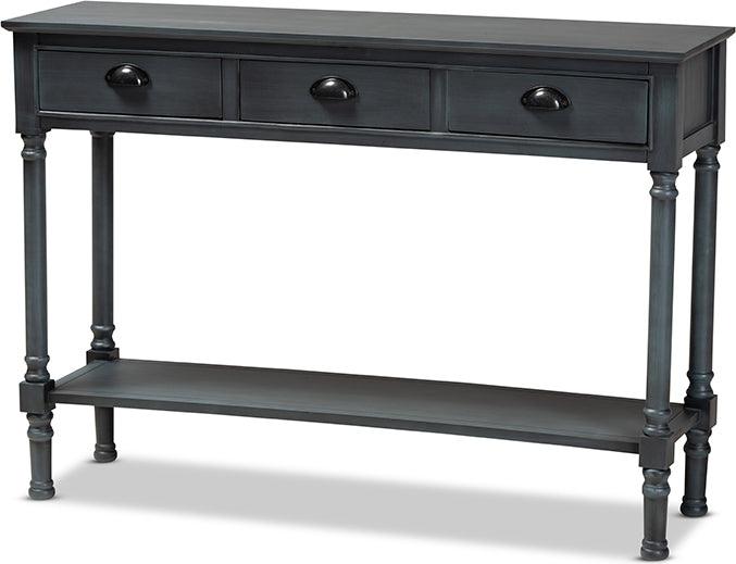 Wholesale Interiors Consoles - Garvey French Provincial Grey Finished Wood 3-Drawer Entryway Console Table