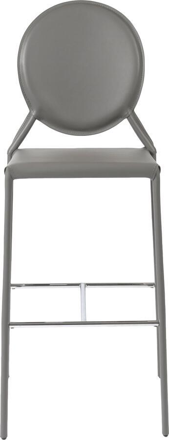 Euro Style Barstools - Isabella Bar Stool in Gray with Polished Stainless Steel Foot Rest - Set of 2