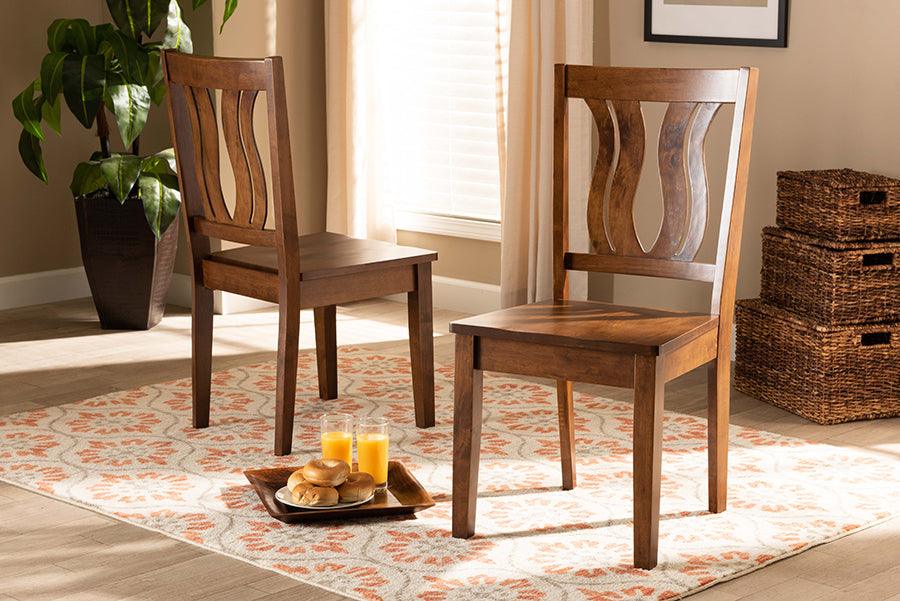 Wholesale Interiors Dining Chairs - Fenton Walnut Brown Finished Wood 2-Piece Dining Chair Set