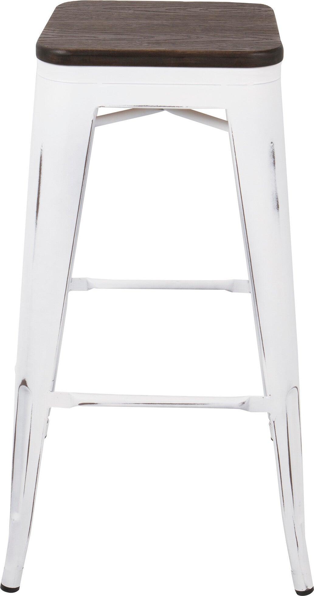 Lumisource Barstools - Oregon Barstool (Set of 2) White & Espresso