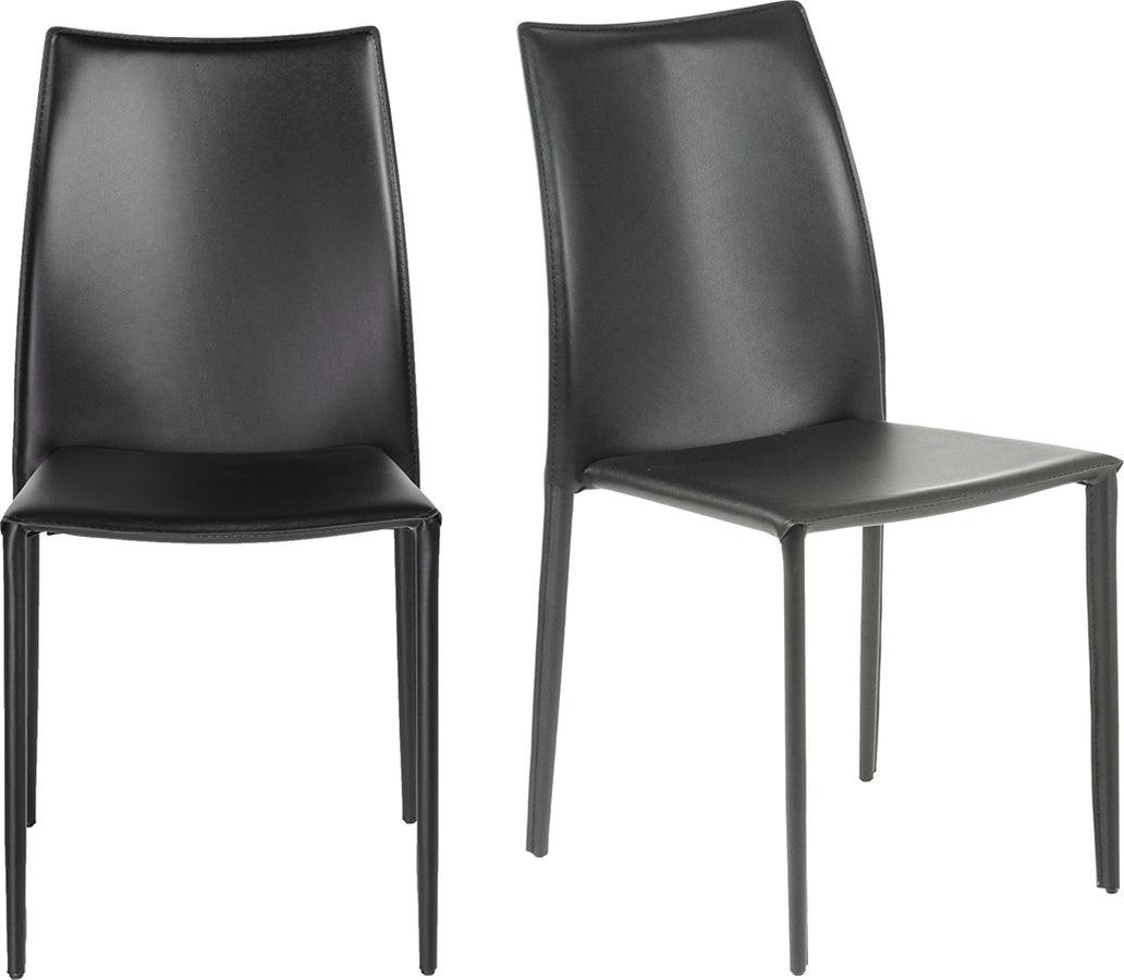 Euro Style Dining Chairs - Dalia Stacking Side Chair in Black - Set of 2