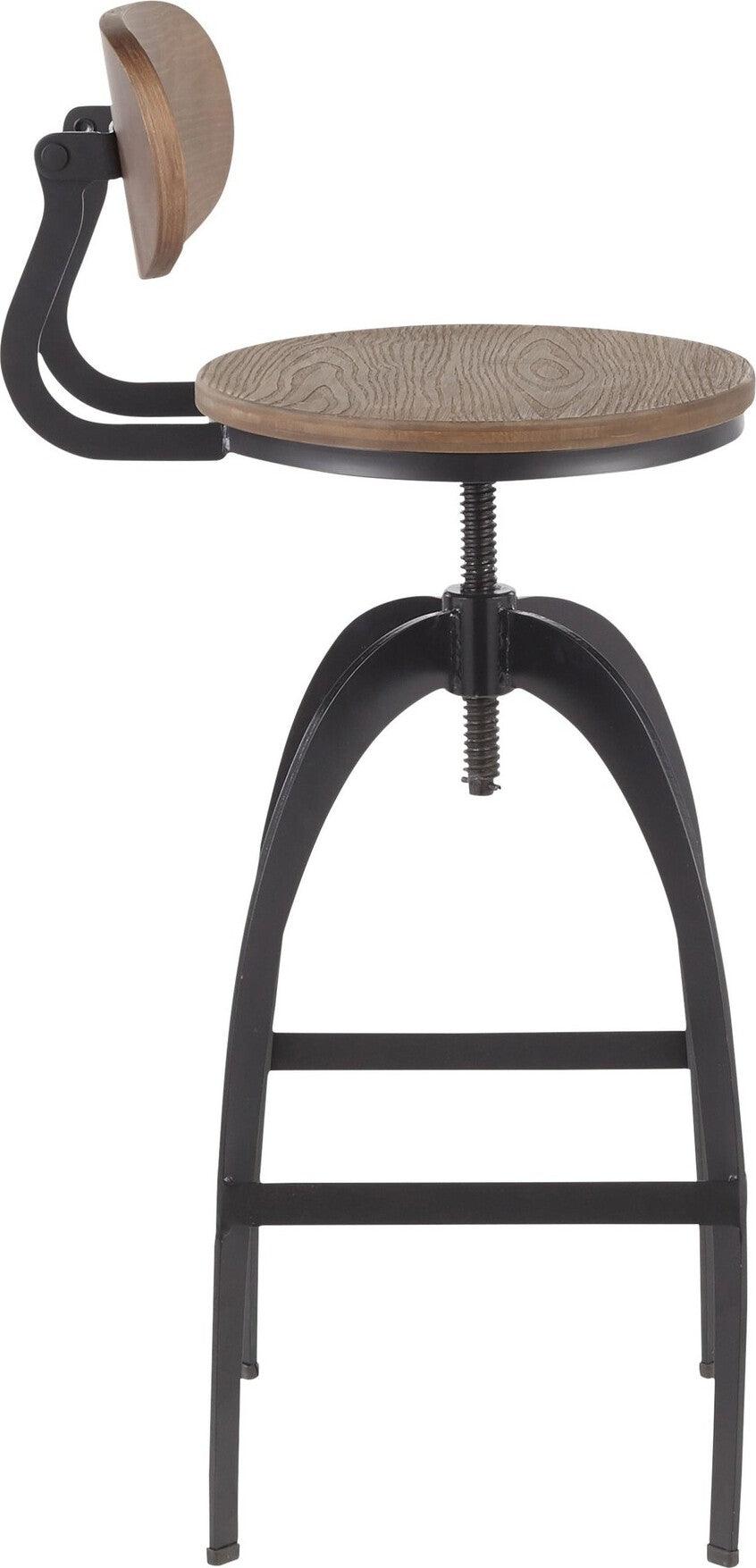 Lumisource Barstools - Dakota Mid-Back Barstool Black & Medium Brown