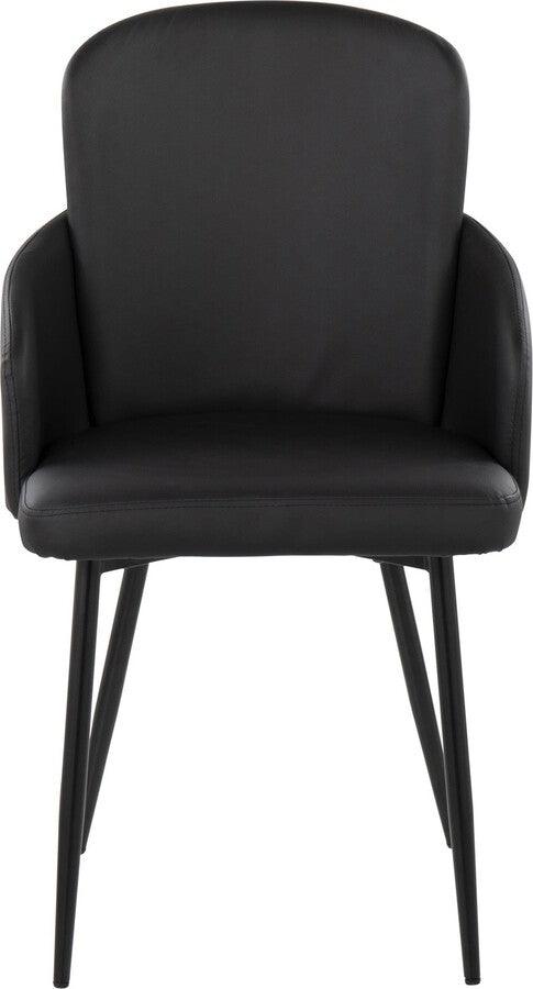 Lumisource Dining Chairs - Dahlia Contemporary Dining Chair In Black Metal & Black Faux Leather With Chrome Accent (Set of 2)