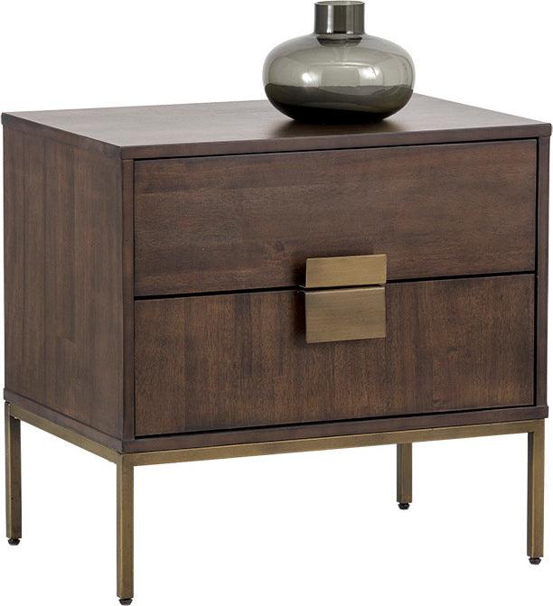 SUNPAN Nightstands & Side Tables - Jade Nightstand - Antique Brass - Dark Mango Brown