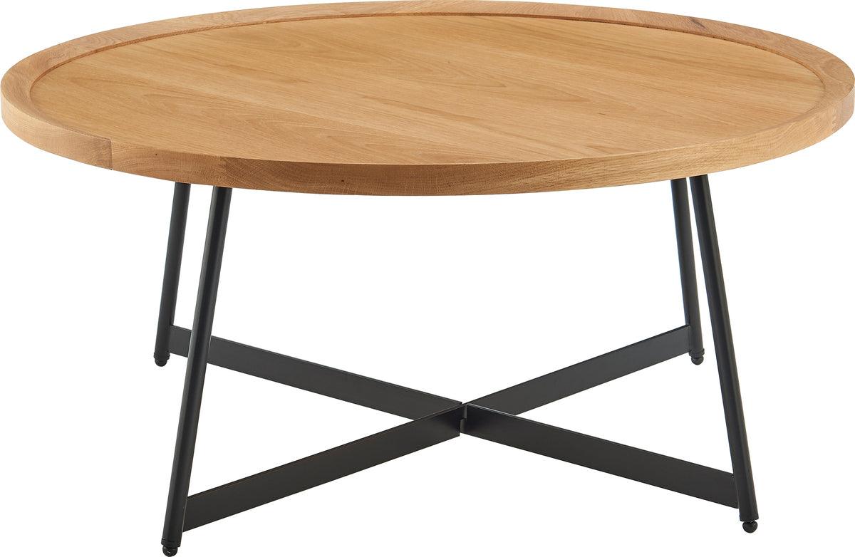 Euro Style Coffee Tables - Niklaus 35" Round Coffee Table in Oak and Black Base