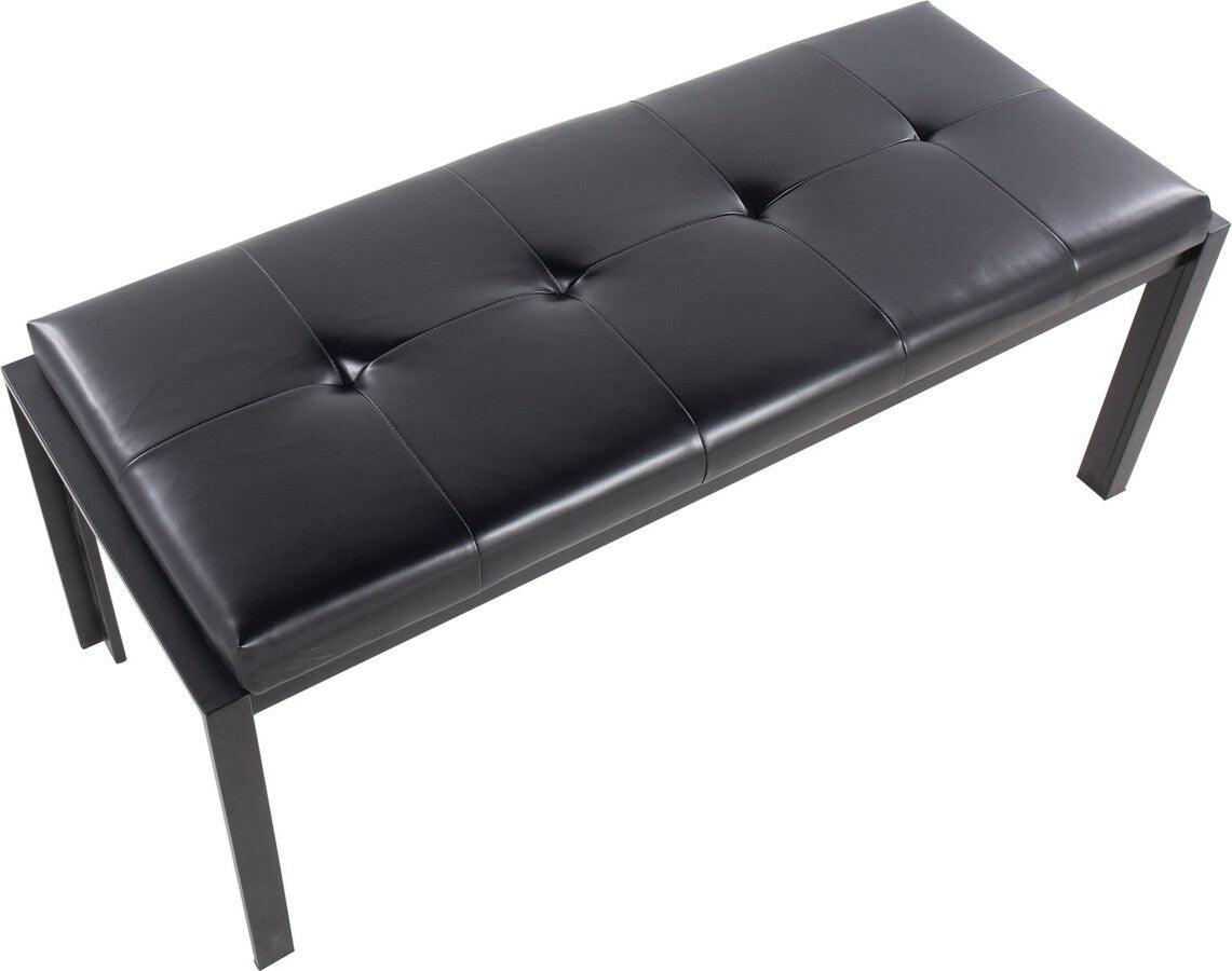 Lumisource Benches - Fuji Contemporary Bench In Black Metal & Black Faux Leather
