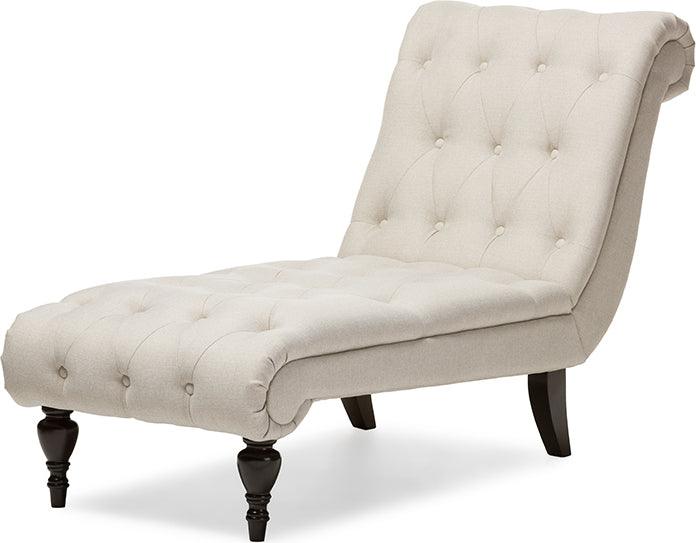 Wholesale Interiors Sleepers & Futons - Layla Mid-Century Modern Light Beige Fabric Upholstered Button-Tufted Chaise Lounge