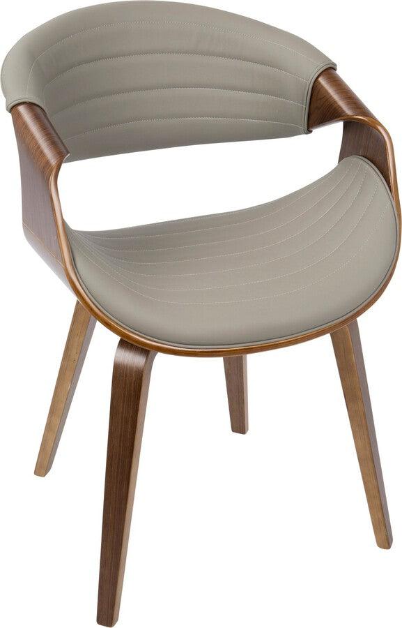 Lumisource Accent Chairs - Symphony Mid-Century Modern Dining/Accent Chair in Walnut Wood and Grey Faux Leather