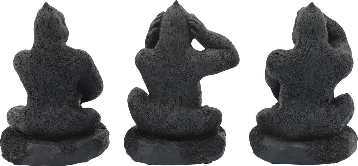 Sagebrook Home Decorative Objects - Resin, S/3 Hear, Speak, See No Evil Gorilla, Black