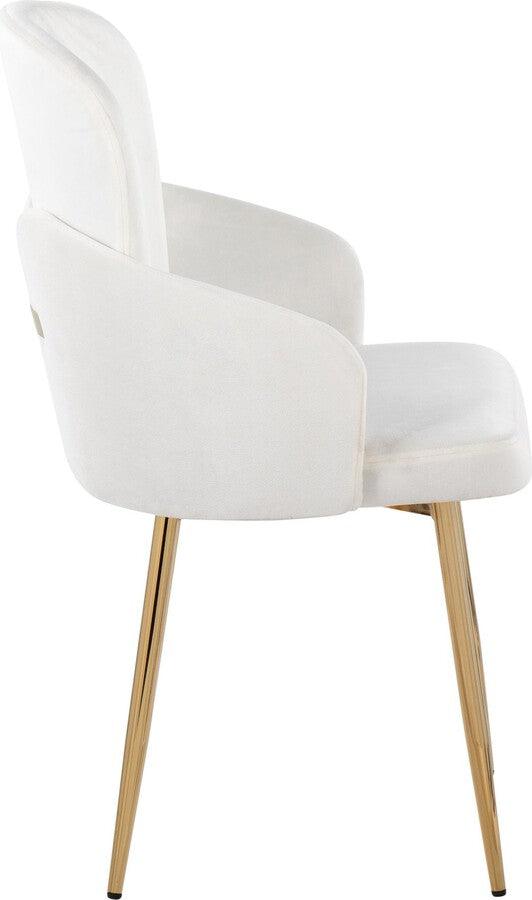 Lumisource Dining Chairs - Dahlia Contemporary Dining Chair In Gold Metal & Cream Velvet With Gold Accent (Set of 2)