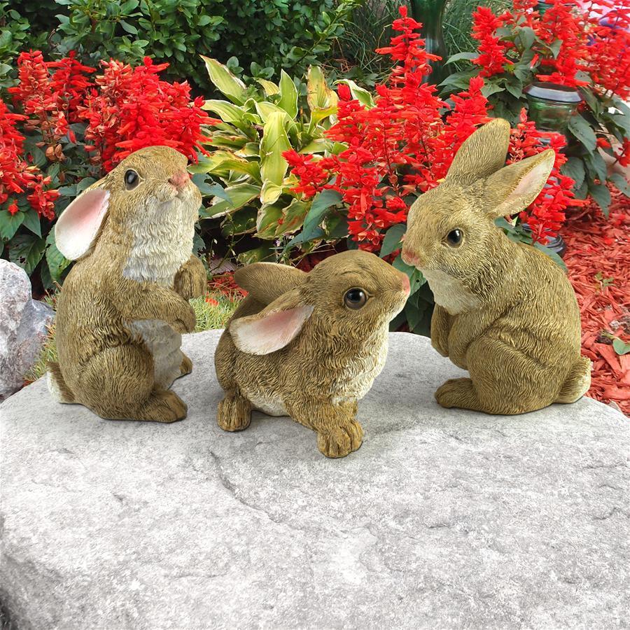 Design Toscano Garden Lovers Gifts - S/3 Baby Bunny Rabbit Den Statues