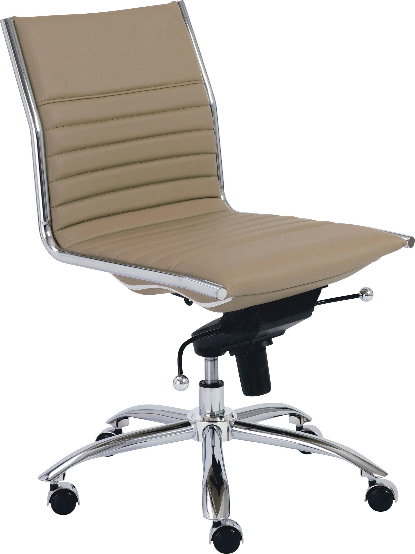 Euro Style Task Chairs - Dirk Low Back Office Chair w/o Armrests Taupe