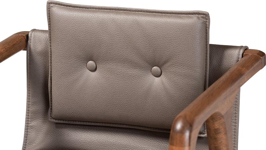 Wholesale Interiors Dining Chairs - Marcena Mid-Century Modern Grey Leather and Brown Wood 2-Piece Dining Chair Set