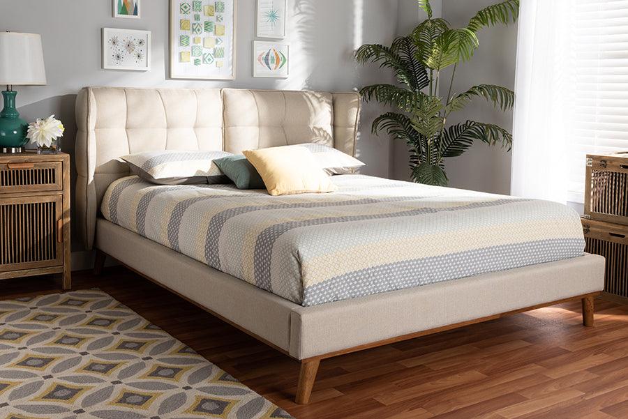 Wholesale Interiors Beds - Gretchen King Bed Light beige & Walnut brown