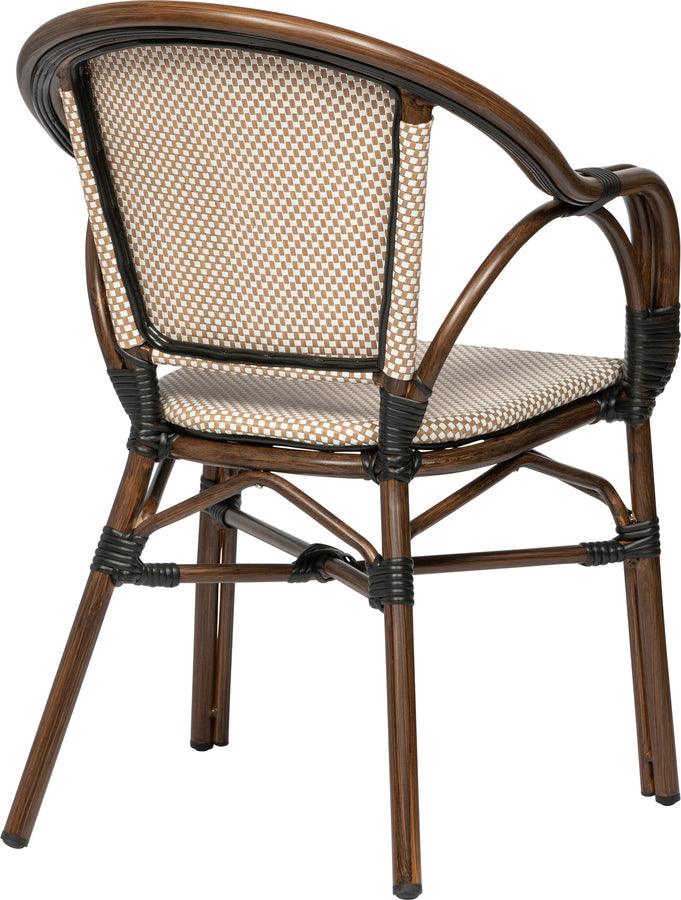 Euro Style Accent Chairs - Ivan Stacking Armchair in Tan/White Textylene Mesh with Brown Frame - Set of 2