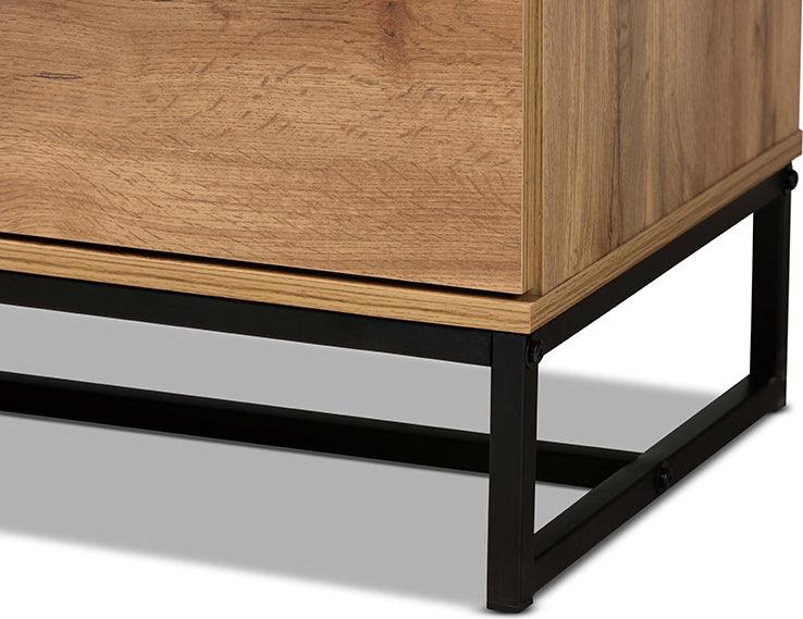 Wholesale Interiors Chest of Drawers - Franklin Oak Finished Wood and Black Finished Metal 5-Drawer Bedroom Chest