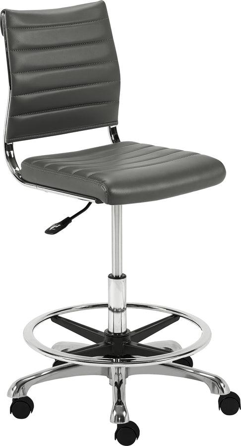 Euro Style Barstools - Axel Adjustable Height Drafting Stool in Gray with Aluminum Base 46" H