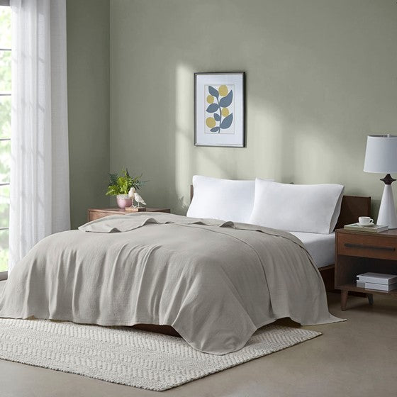 Olliix.com Comforters & Blankets - Cotton Blanket Grey Full/Queen