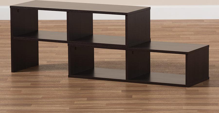 Wholesale Interiors TV & Media Units - Andor Modern and Contemporary Dark Brown Finished Adjustable 2-Piece Wood TV Stand Dark Brown