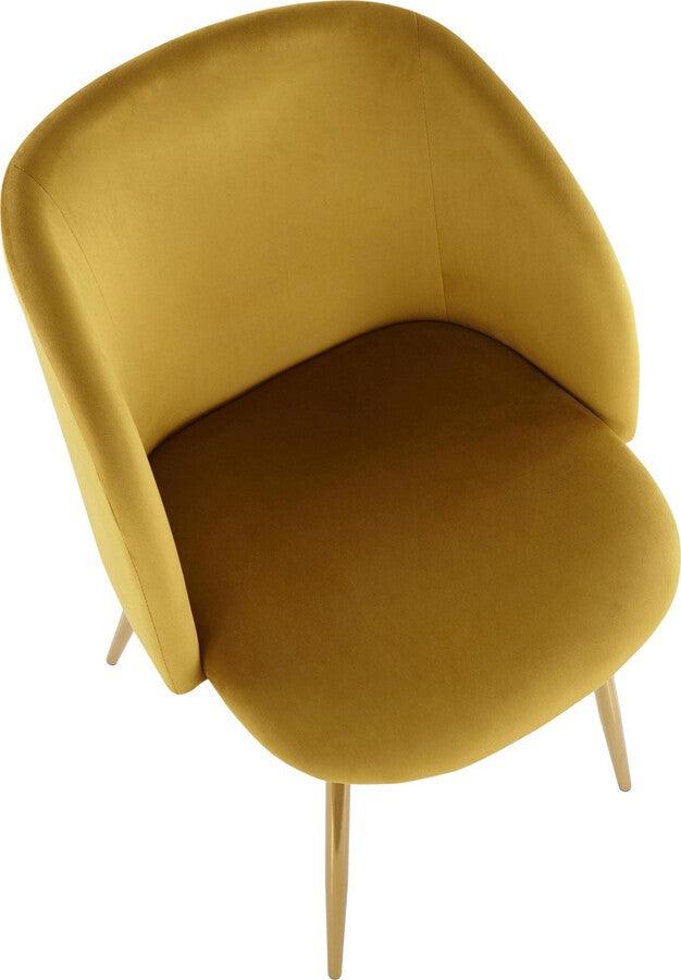 Lumisource Dining Chairs - Fran Contemporary Chair in Gold Metal and Chartreuse Velvet - Set of 2