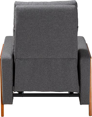 Wholesale Interiors Accent Chairs - Halstein Mid-Century Modern Grey Fabric & Walnut Brown Finished Wood Lounge Chair