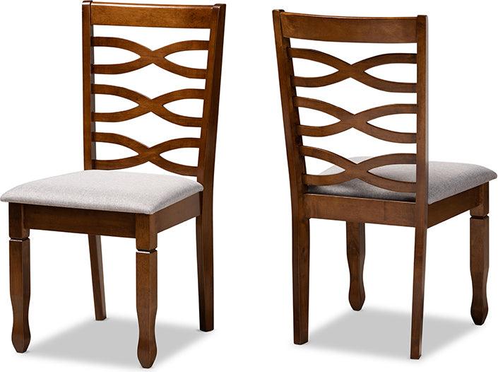 Wholesale Interiors Dining Chairs - Lanier Grey Fabric Upholstered and Walnut Brown Finished Wood 2-Piece Dining Chair Set