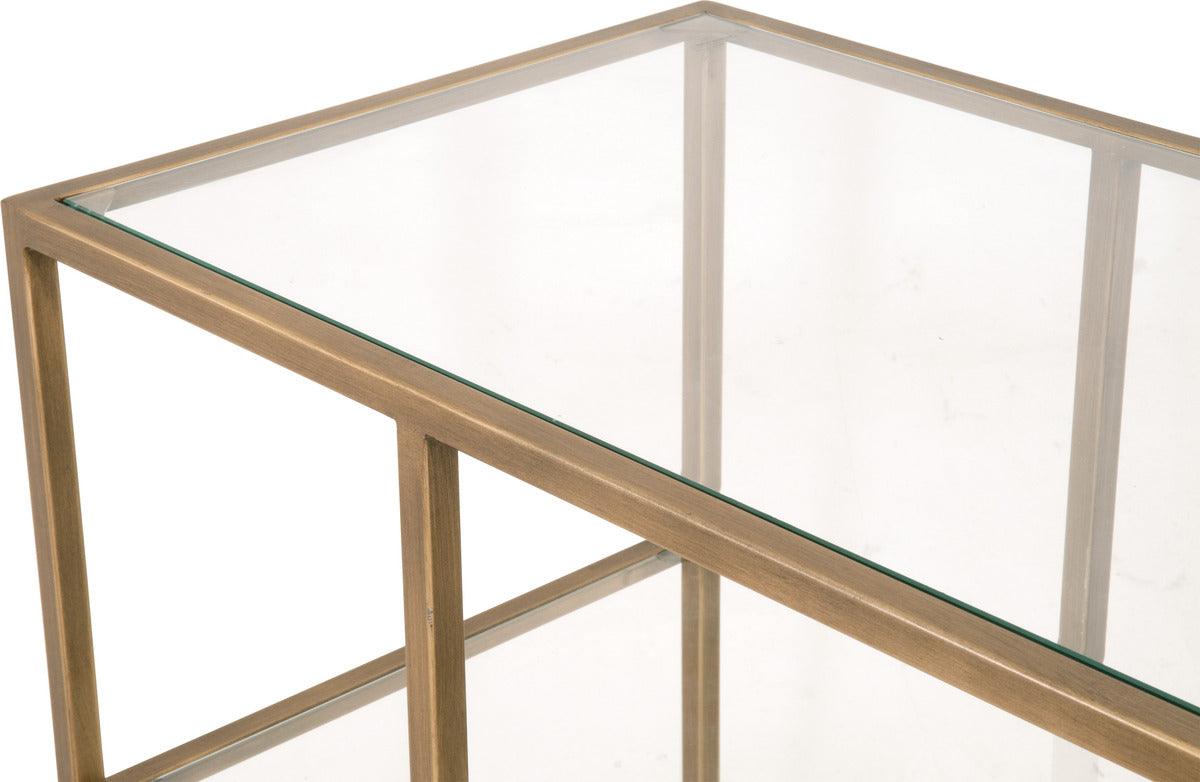 Essentials For Living Consoles - Beakman Low Bookcase Brass & Clear
