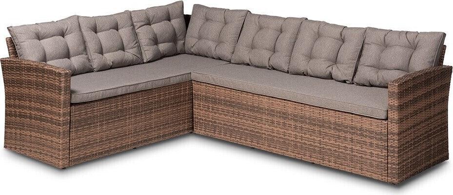 Wholesale Interiors Outdoor Conversation Sets - Angela Modern And Contemporary Outdoor Patio Set Gray And Brown