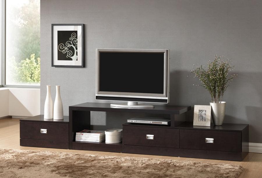 Wholesale Interiors TV & Media Units - Marconi Brown Asymmetrical Modern TV Stand Dark Brown