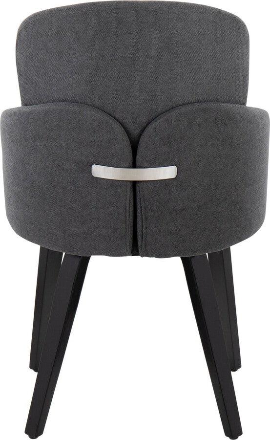 Lumisource Dining Chairs - Dahlia Contemporary Dining Chair In Black Wood & Grey Fabric With Chrome Accent (Set of 2)