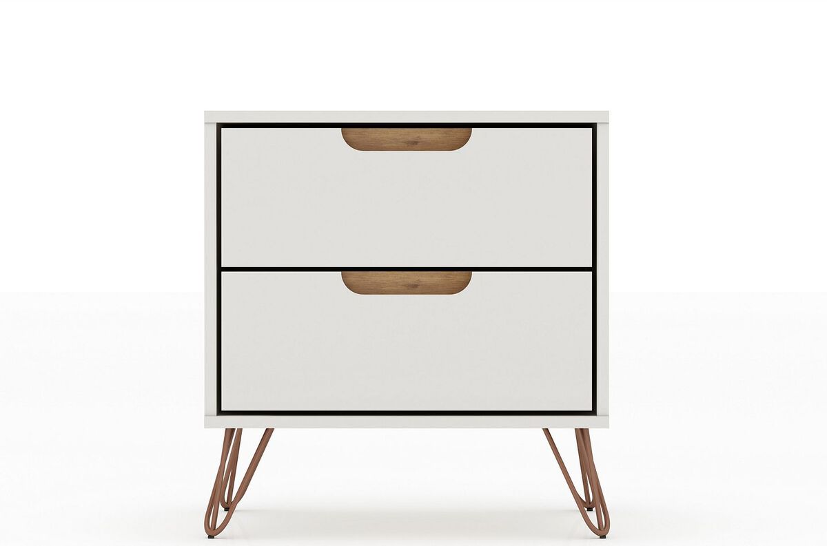 Manhattan Comfort Nightstands & Side Tables - Rockefeller 2.0 Mid-Century- Modern Nightstand with 2-Drawer in