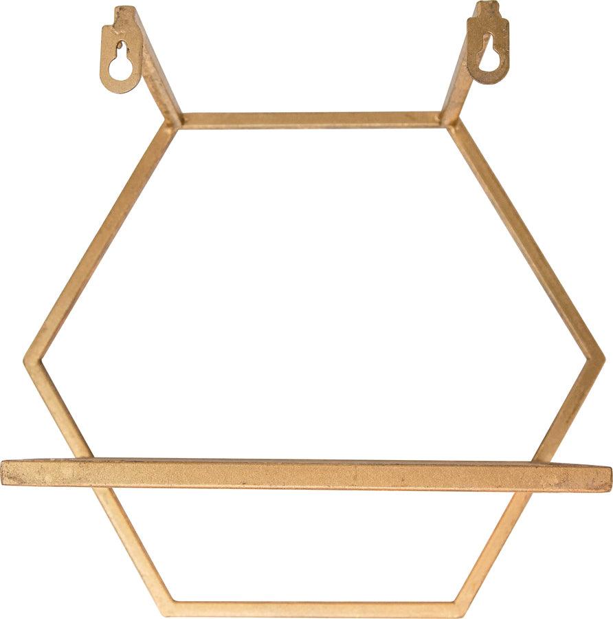 Sagebrook Home Wall Shelves & Ledges - S/3 Metal/Wood Hexagon Wall Shelves, Gold