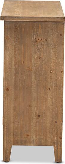Wholesale Interiors Bedroom Organization - Clement Medium Oak Finished 2-Door And 2-Drawer Wood Spindle Accent Storage Cabinet