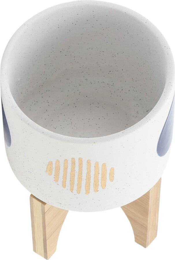 Sagebrook Home Planters - Set Of 2 5/8" Funky Planter W/ Stand White