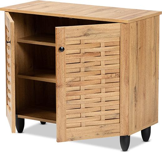 Wholesale Interiors Shoe Storage - Winda Oak Brown Finished Wood 2-Door Shoe Cabinet