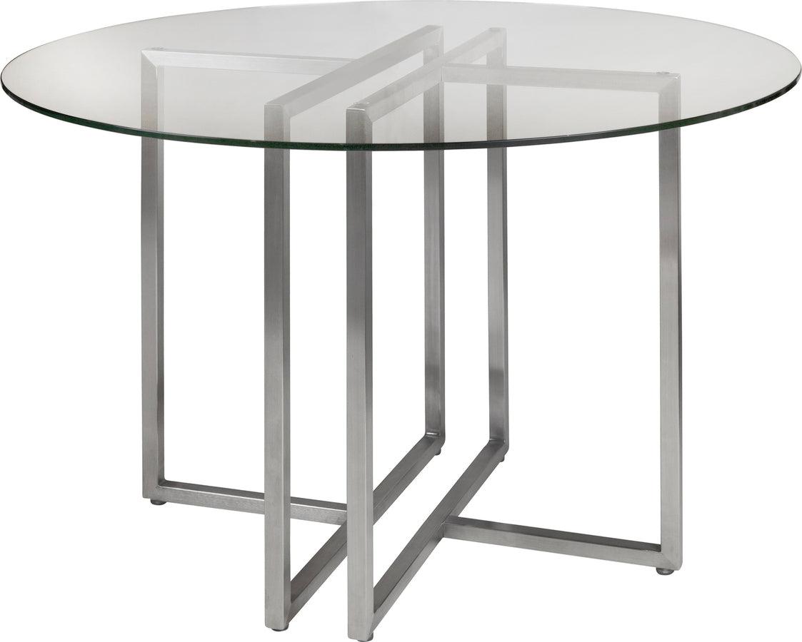 Euro Style Dining Tables - Legend 42" Dining Table with Clear Tempered Glass Top and Brushed Stainless Steel Base