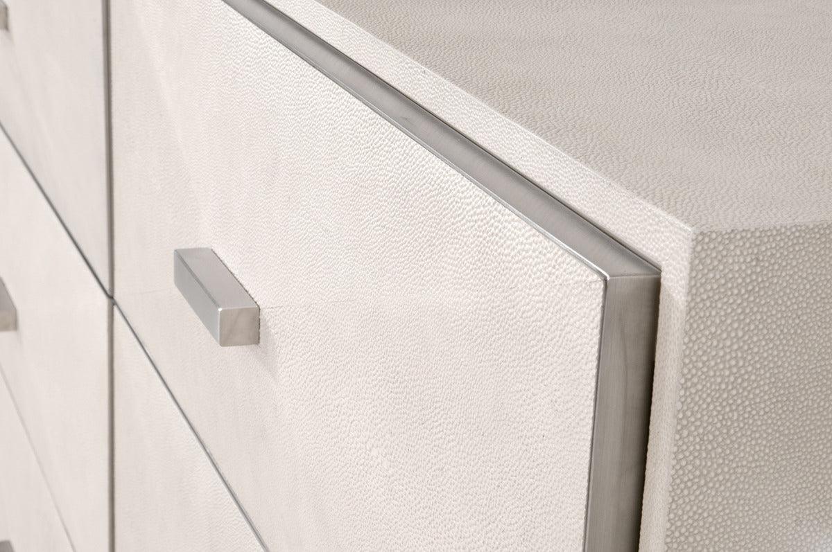 Essentials For Living Dressers - Wynn Shagreen 6-Drawer Double Dresser White Shagreen